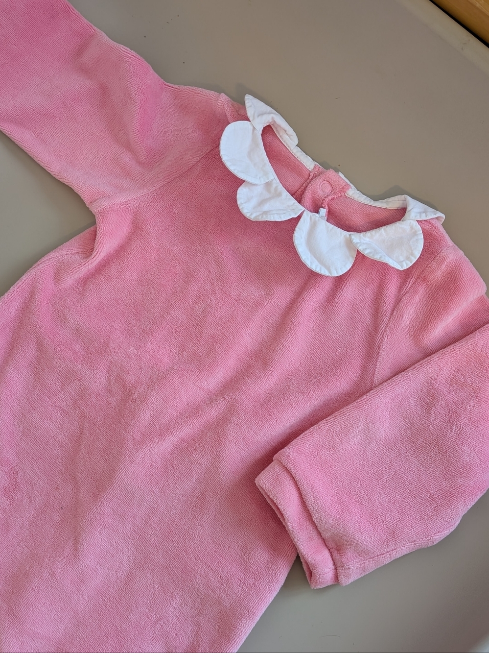 6M-9M 🇫🇷 JACADI Pink Kids One Piece Terry Cloth